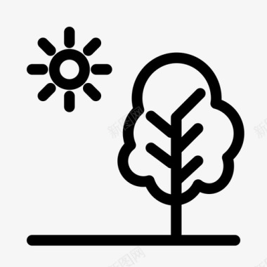 太阳和树植物春天图标图标