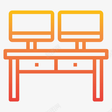 经典大办公桌办公桌文具和办公室14坡度图标图标