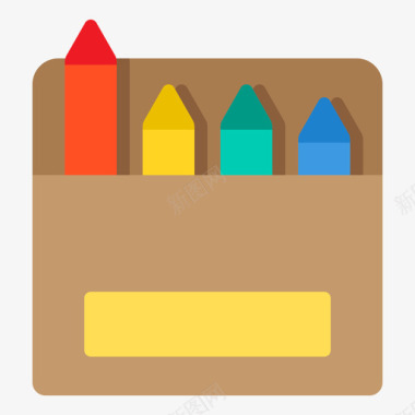 彩色铅笔文具和办公室15支扁平图标图标