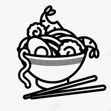 拉面筷子快餐图标图标