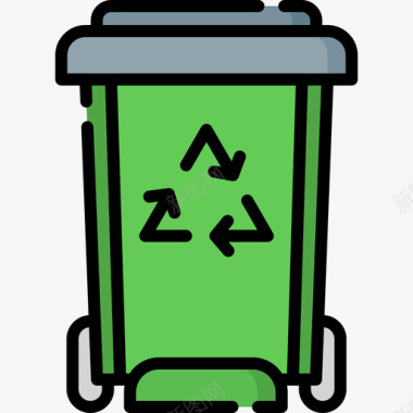 垃圾桶生态234线性颜色图标图标