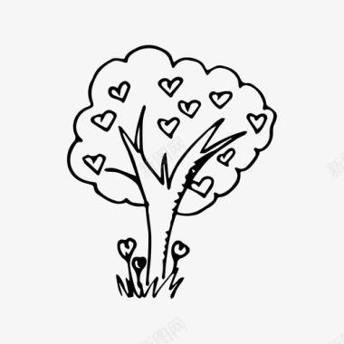 爱心树树爱心情人节图标图标