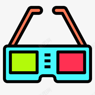 3d眼镜88电影院线性彩色图标图标