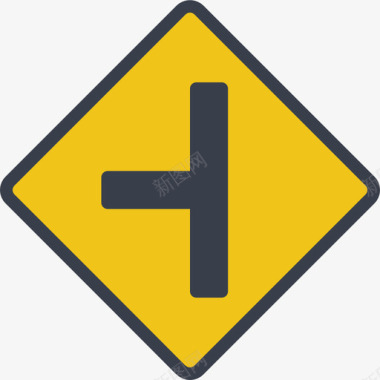 T交叉口美国路标4号平坦图标图标