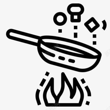 平底锅油炸烹饪食物图标图标