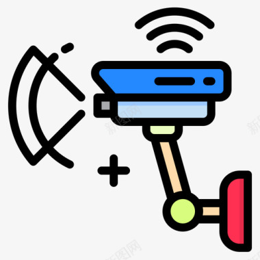 电视设计闭路电视智能技术16线性彩色图标图标