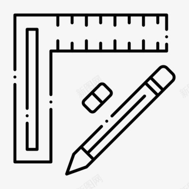 白色铅笔尺结构图标图标