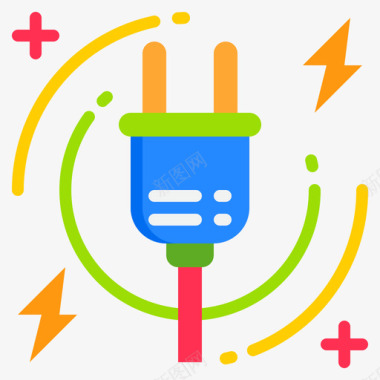 充电站插头智能插头智能技术15扁平图标图标