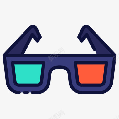 3d眼镜电视36线性彩色图标图标