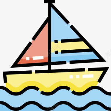 帆车辆运输5线型颜色图标图标