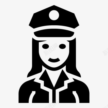 警官职业妇女加油图标图标