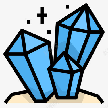 水晶游戏元素17线性颜色图标图标