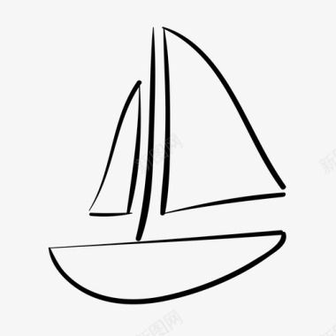 游艇船手绘图标图标