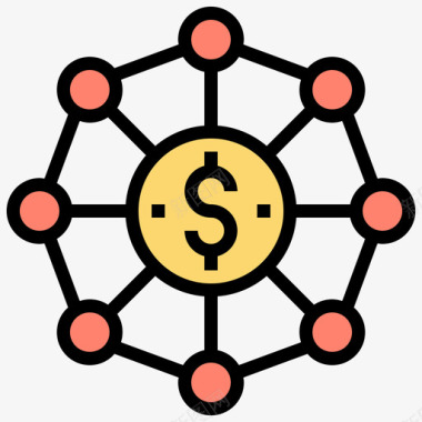 区块链金融技术3线性颜色图标图标