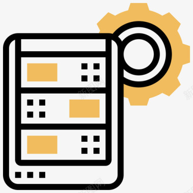 黄色光源服务器数据管理7黄色阴影图标图标