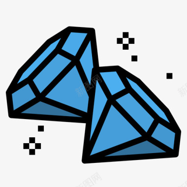 钻石游戏元素17线性颜色图标图标