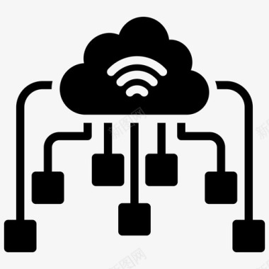 矢量云托管云托管云计算云数据图标图标