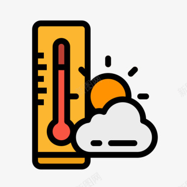 秋季宣传栏温度计秋季78线性颜色图标图标