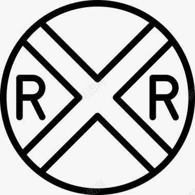 铁路交叉口美国路标3线形图标图标