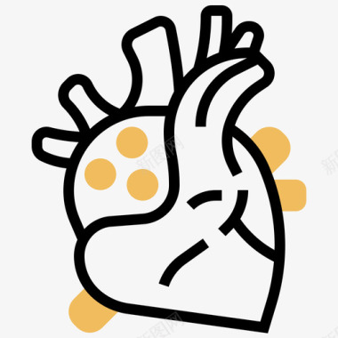 心脏人体器官18黄色阴影图标图标