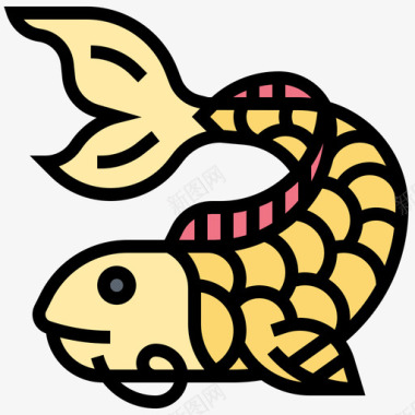 鲤鱼农历80年线色图标图标