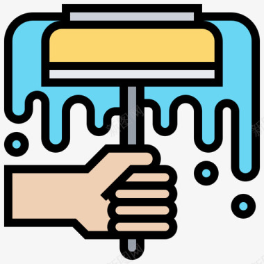 水洗清洁98线性颜色图标图标
