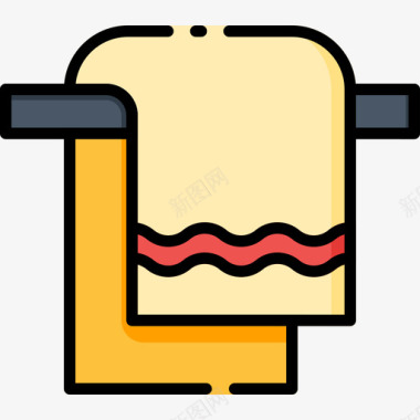 折叠的毛巾毛巾39号理疗线性颜色图标图标