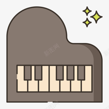 钢琴教育娱乐3线性颜色图标图标