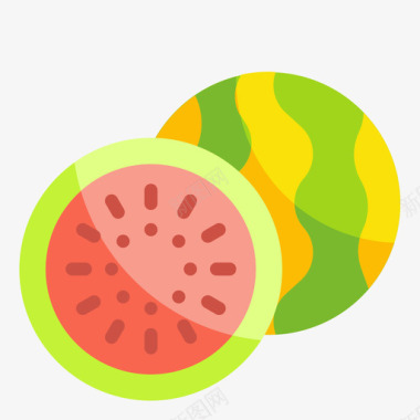 西瓜水果和蔬菜49扁平图标图标