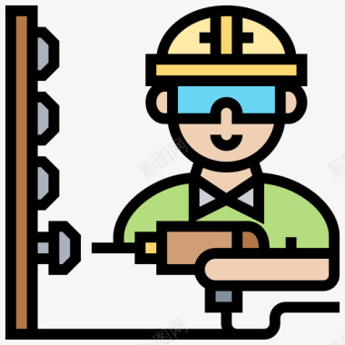 修理工建筑工人3线颜色图标图标