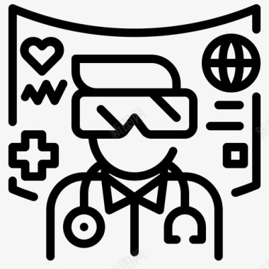 种植技术1图标虚拟现实医学技术1线性图标图标
