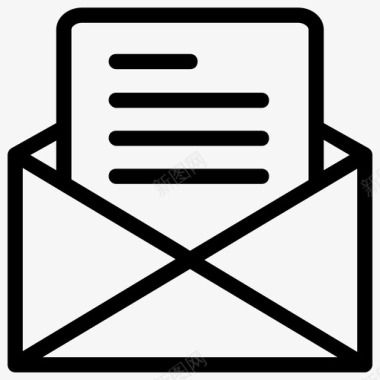 打开的电子邮件商务文件信封中的文件图标图标