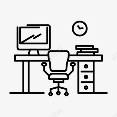 办公室椅子桌子图标图标
