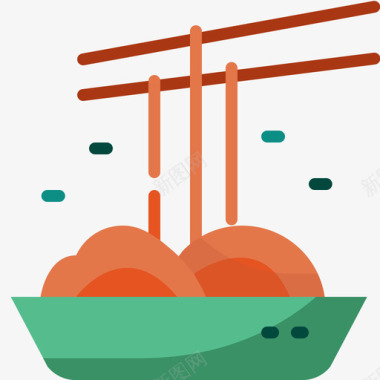 矢量面条面条韩国2平的图标图标