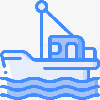 渔船钓鱼37蓝色图标图标