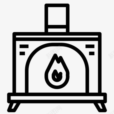 壁炉家庭装饰47线性图标图标