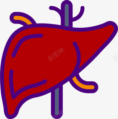 矢量人体肝脏肝脏医学186线性颜色图标图标