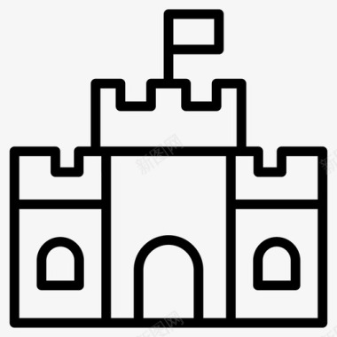 城堡建筑旗帜图标图标