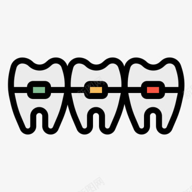 锋牙矢量牙套牙列43线颜色图标图标