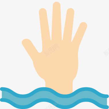 溺水救援和反应4平淡图标图标