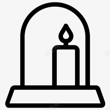 墓地坟墓上的蜡烛死亡图标图标