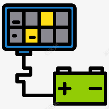 婴儿生活图标太阳能电池智能生活2线性颜色图标图标