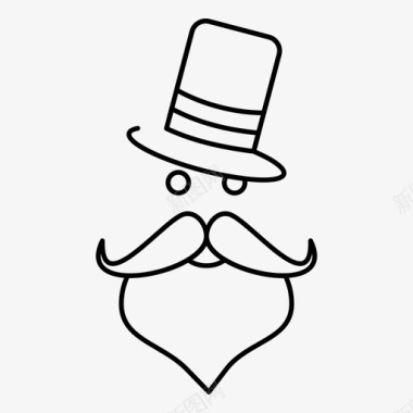 圣诞公公的胡子小胡子帽子时髦图标图标