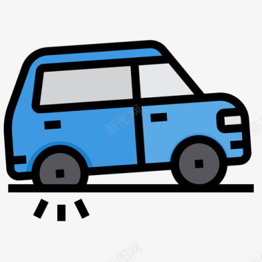 瘪胎汽车10线性颜色图标图标