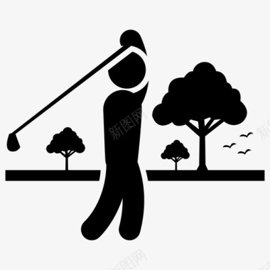 高尔夫打高尔夫球游戏球员图标图标