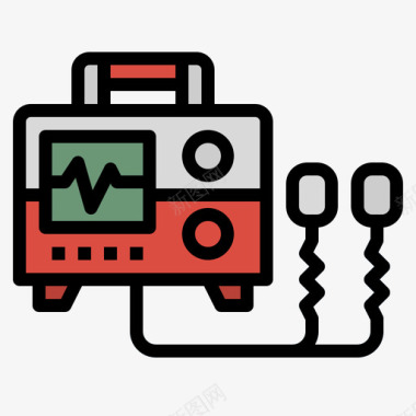 发电机器除颤器紧急15线性颜色图标图标
