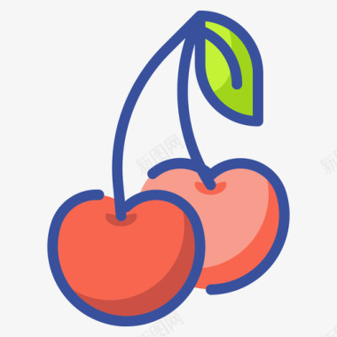 樱桃水果和蔬菜48线形颜色图标图标