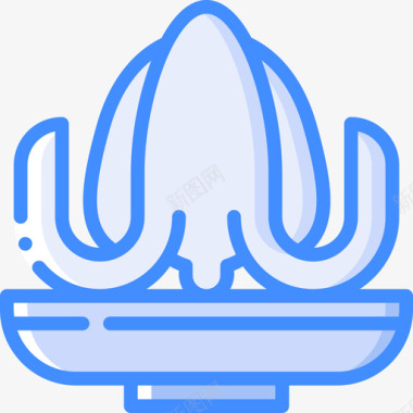 鱿鱼东方食物蓝色图标图标
