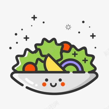 手绘线条蔬菜mbe风格_沙拉图标