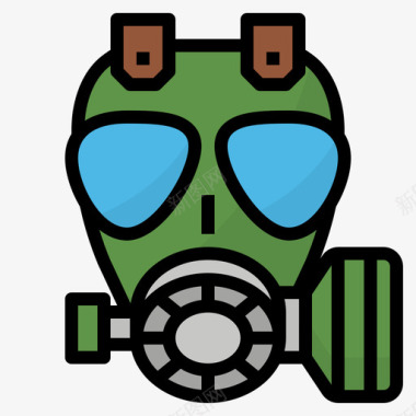 防毒面具空气污染3线性颜色图标图标